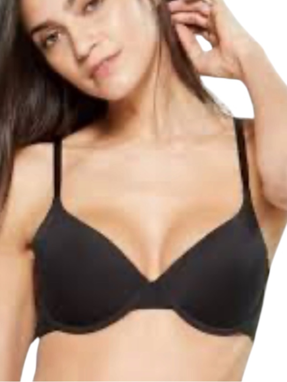 Vince Camuto Black Seamless Plunge Bra with Adjustable Straps SZ 38C